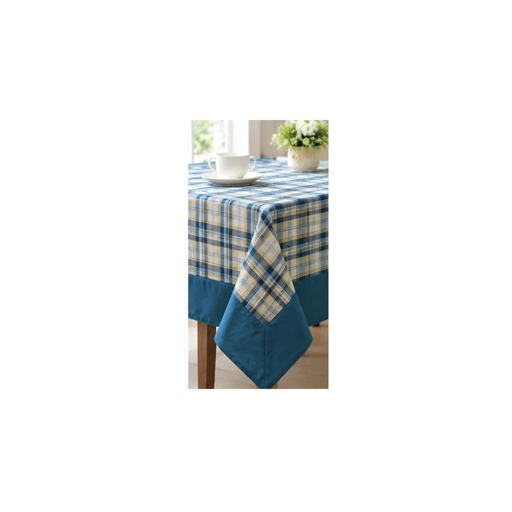 Yetoleyt Woven Cotton Check Tablecloth - Peacock Blue