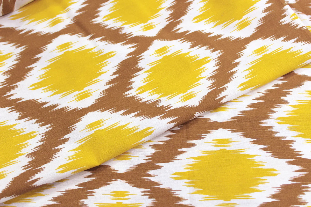 Yetoleyt Printed Cotton Damask Tablecloth - Mustard