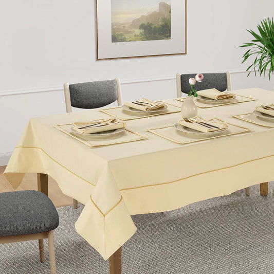Yetoleyt Woven Cotton Plain Tablecloth - Natural