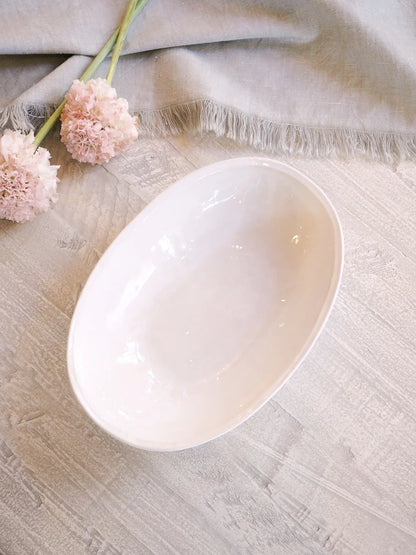 Yetoleyt Milla White Oval Serving Bowl