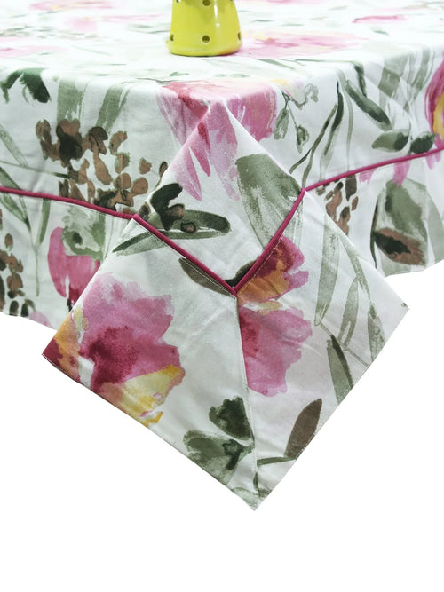 Yetoleyt Printed Cotton Floral Tablecloth - Magenta