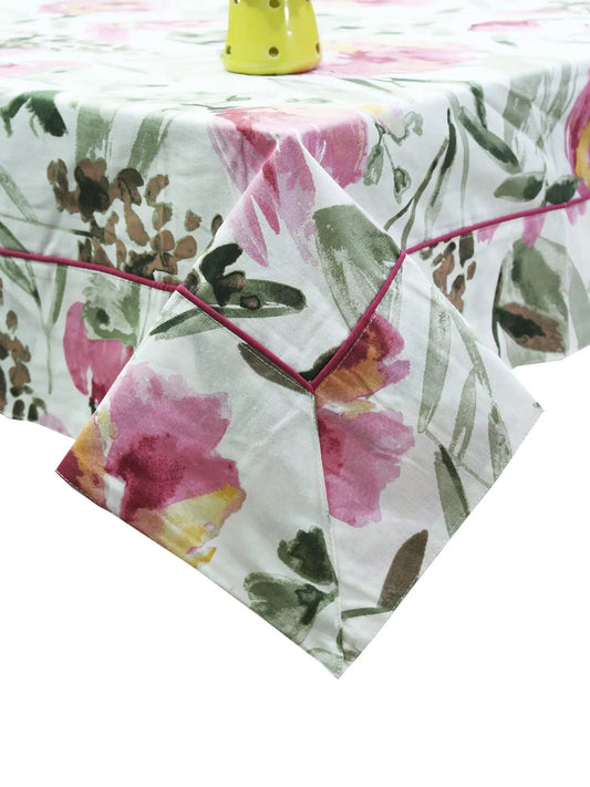 Yetoleyt Printed Cotton Floral Tablecloth - Magenta