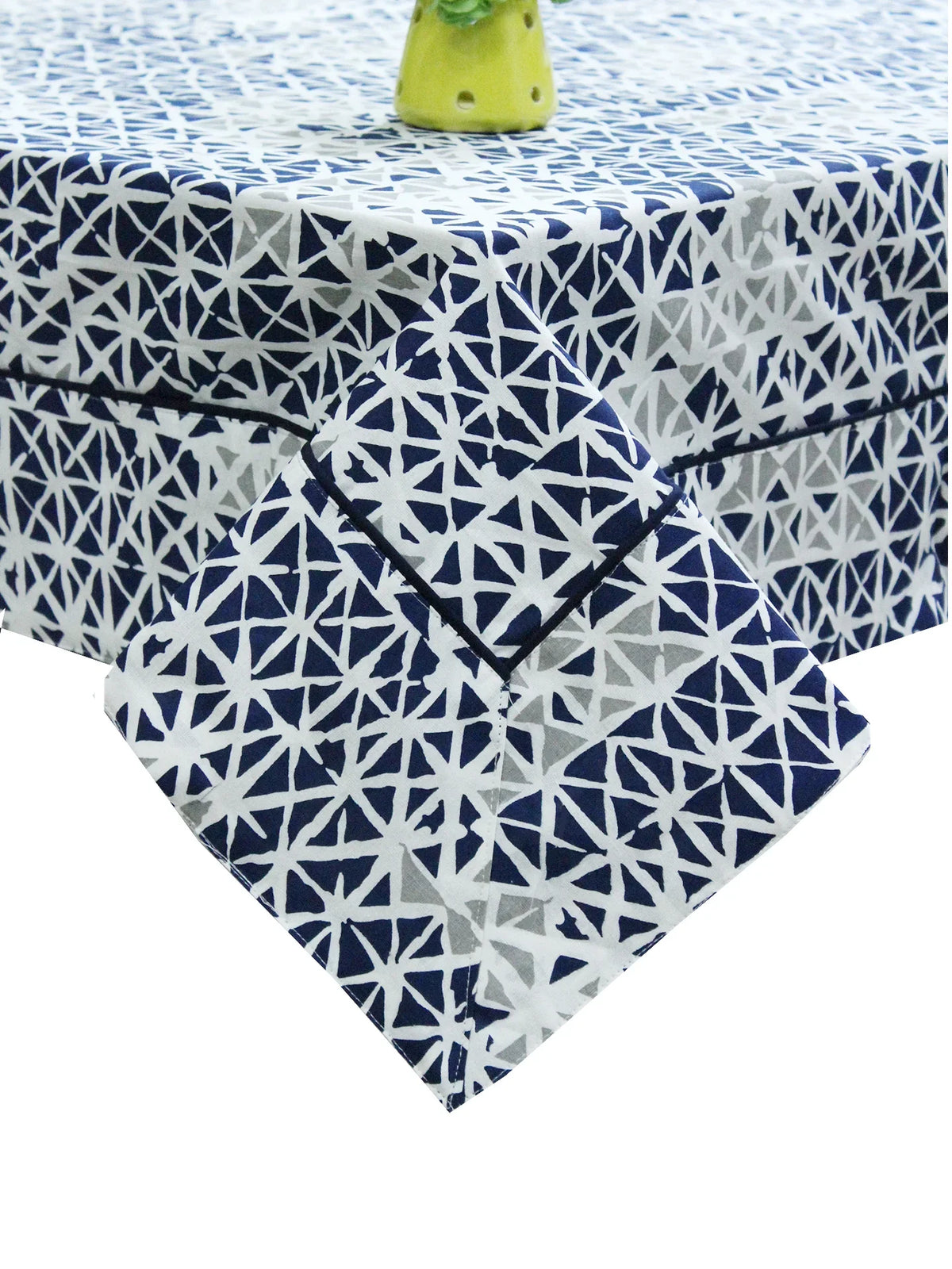 Yetoleyt Printed Cotton Damask Tablecloth - Navy Blue