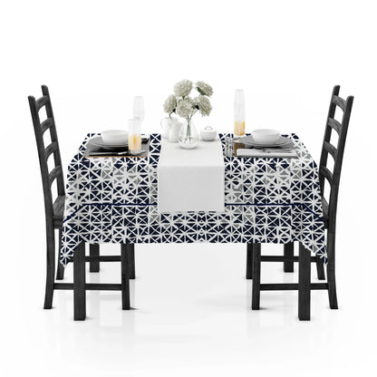 Yetoleyt Printed Cotton Damask Tablecloth - Navy Blue