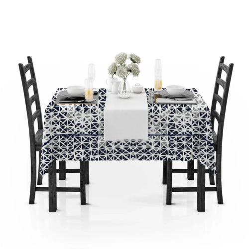 Yetoleyt Printed Cotton Damask Tablecloth - Navy Blue