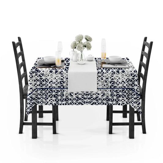 Yetoleyt Printed Cotton Damask Tablecloth - Navy Blue