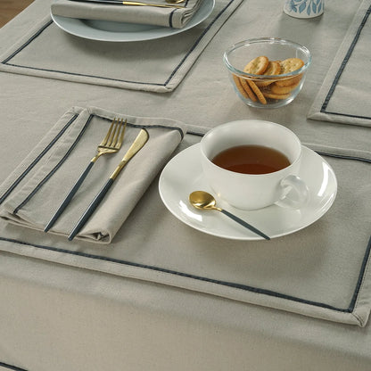 Yetoleyt Woven Cotton Plain Tablecloth - Khaki