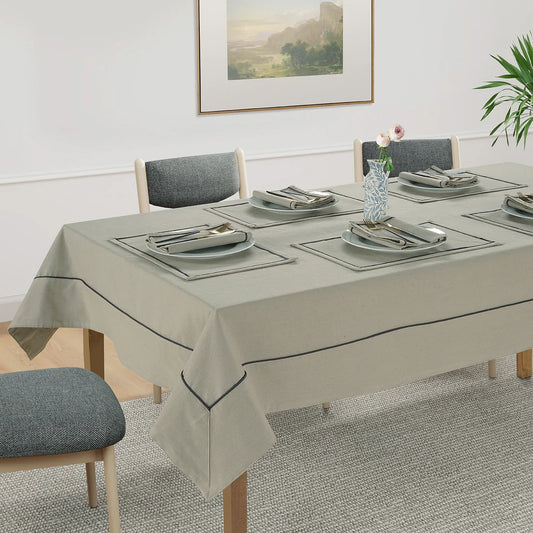 Yetoleyt Woven Cotton Plain Tablecloth - Khaki