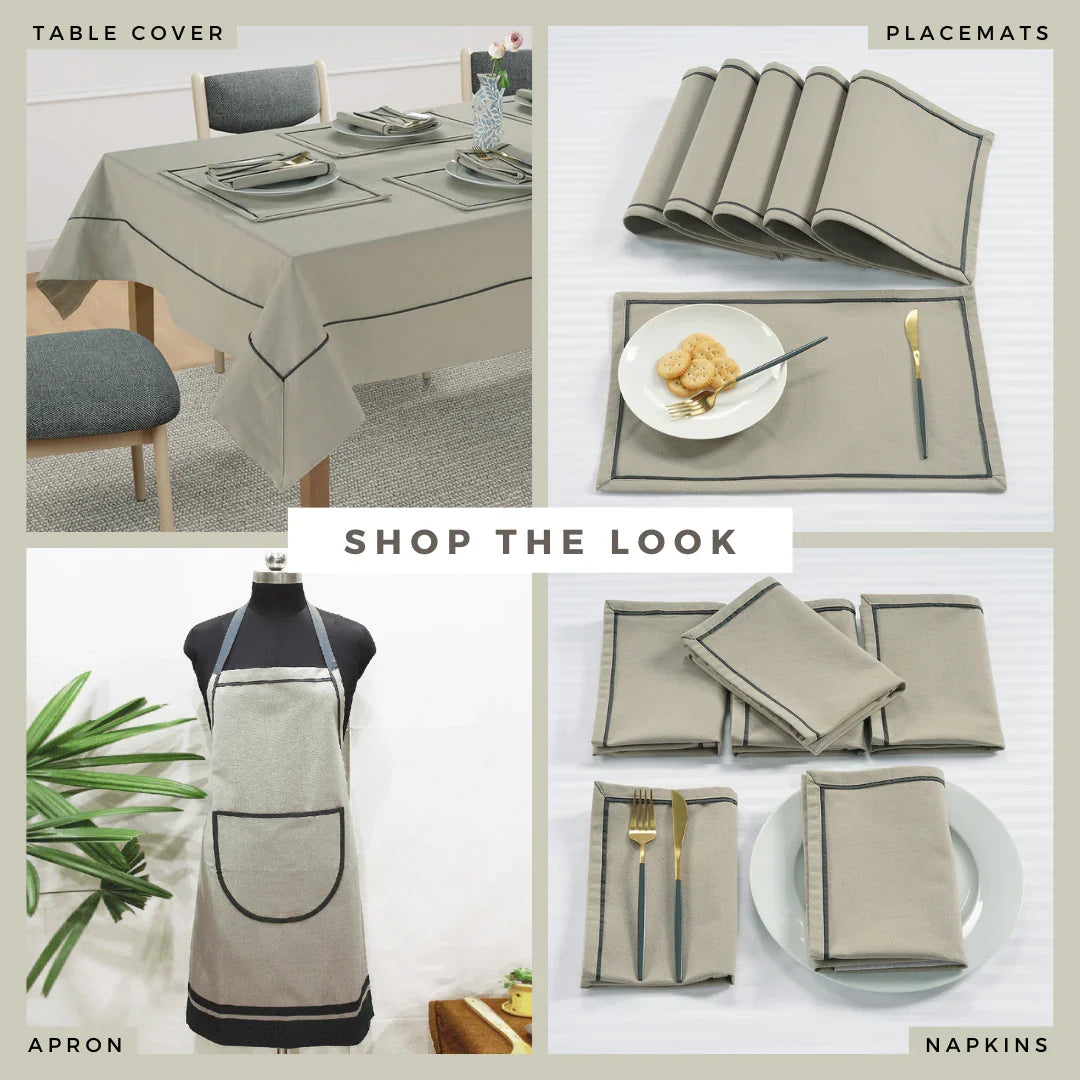 Yetoleyt Woven Cotton Plain Tablecloth - Khaki