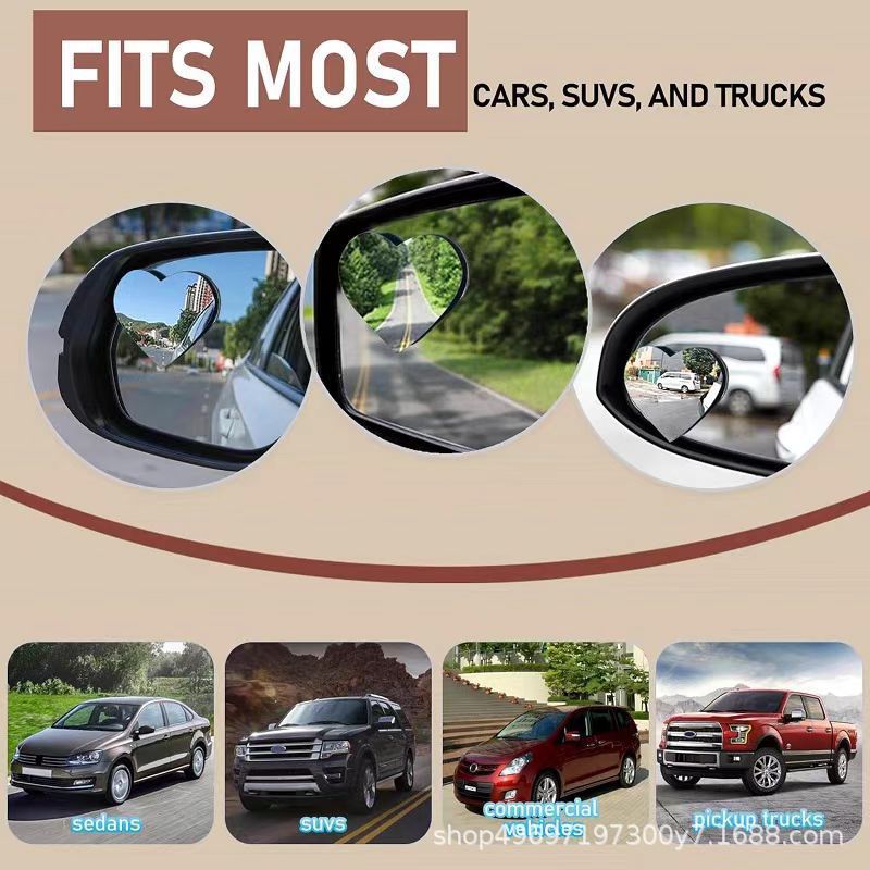 【🔥70%OFF Today】 Luxparlora™ Patent 💞Heart-shaped  Cars Blind Spot Rearview Mirror🚗, ✇360° Rotatable Field of View, 🚘Convex Wide-angle HD Crystal Glass Waterproof Durable Traffic Safety blind  spot - 2 side mirror explore