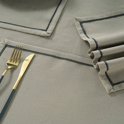 Yetoleyt Woven Cotton Plain Tablecloth - Khaki