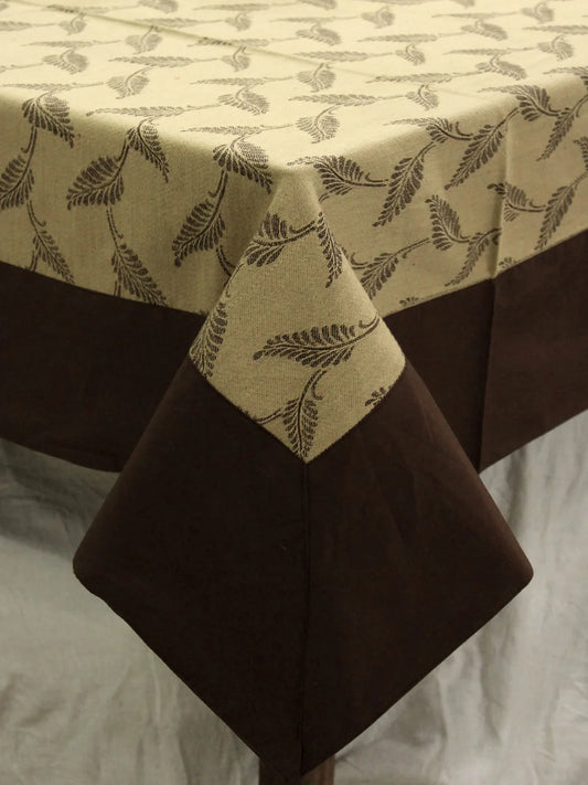 Yetoleyt Woven Cotton Floral Tablecloth - Camel Brown