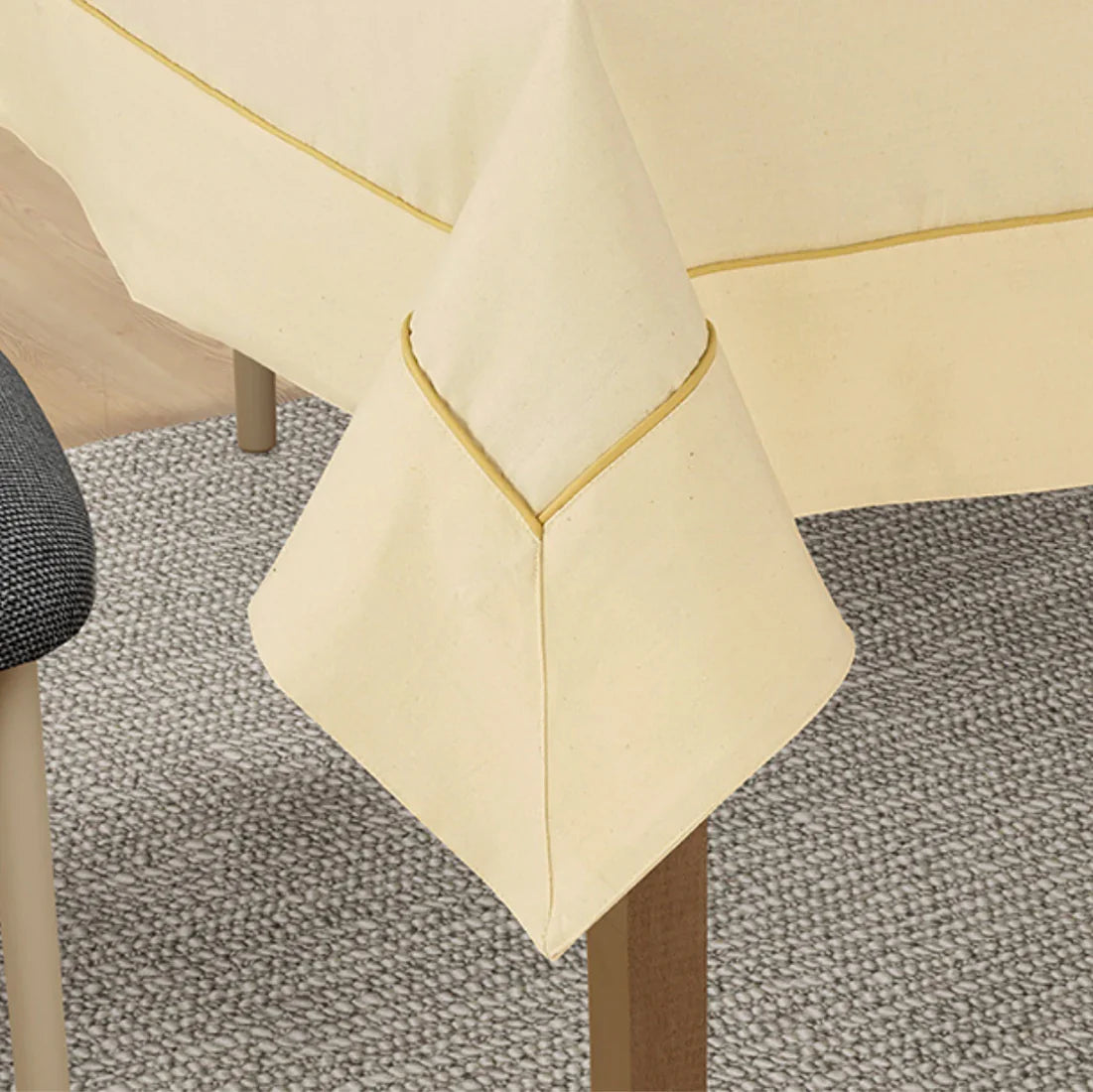Yetoleyt Woven Cotton Plain Tablecloth - Natural