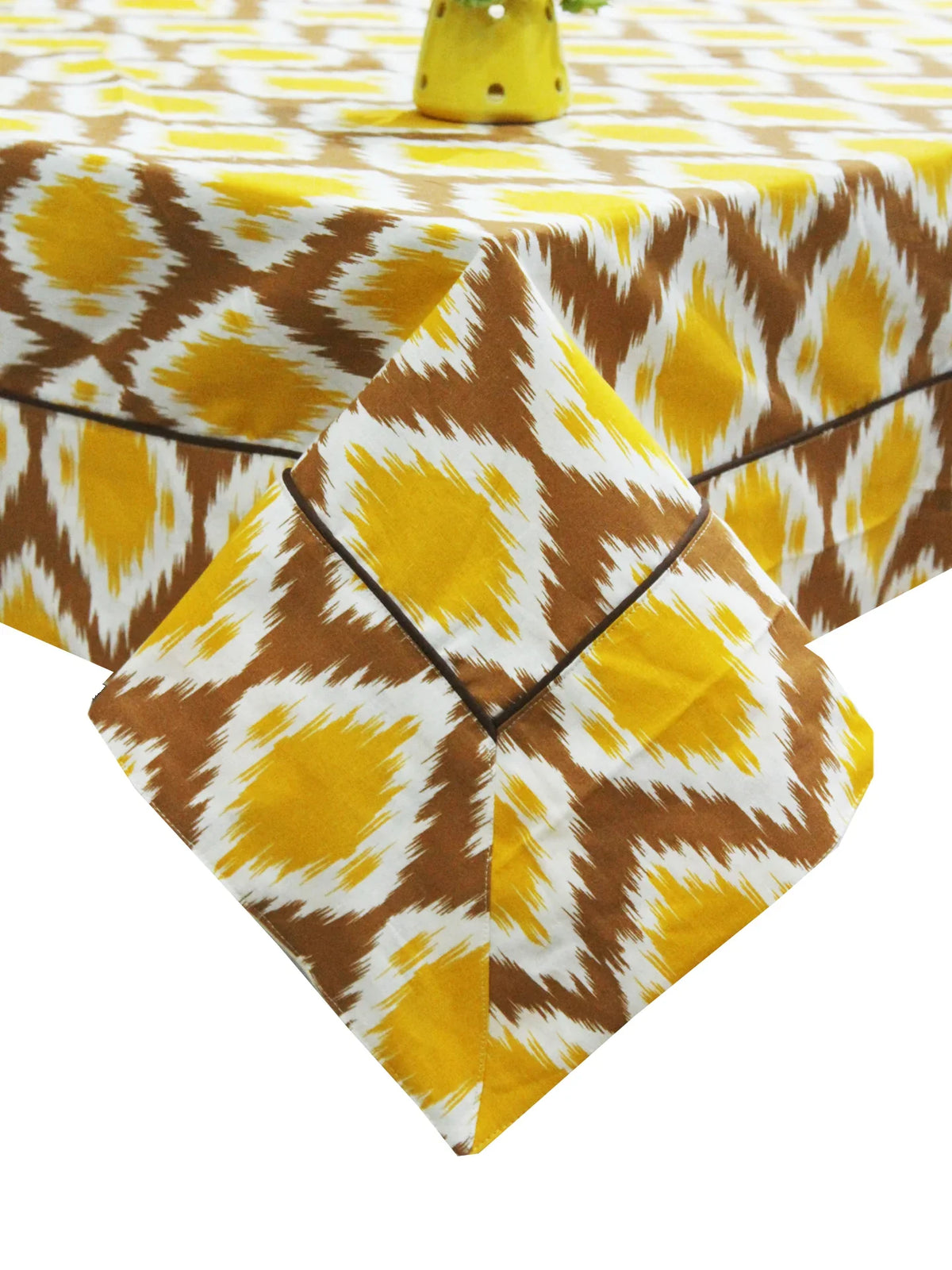 Yetoleyt Printed Cotton Damask Tablecloth - Mustard