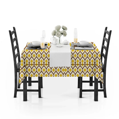 Yetoleyt Printed Cotton Damask Tablecloth - Mustard