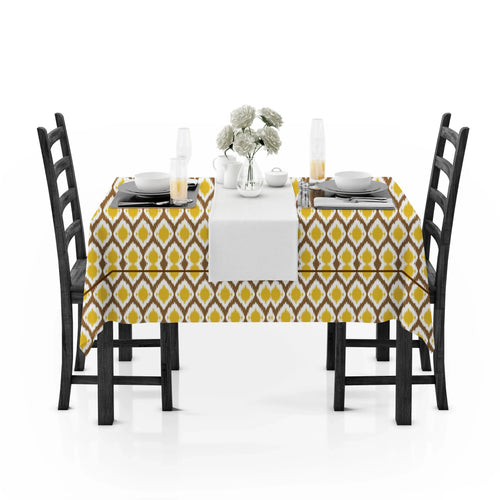 Yetoleyt Printed Cotton Damask Tablecloth - Mustard