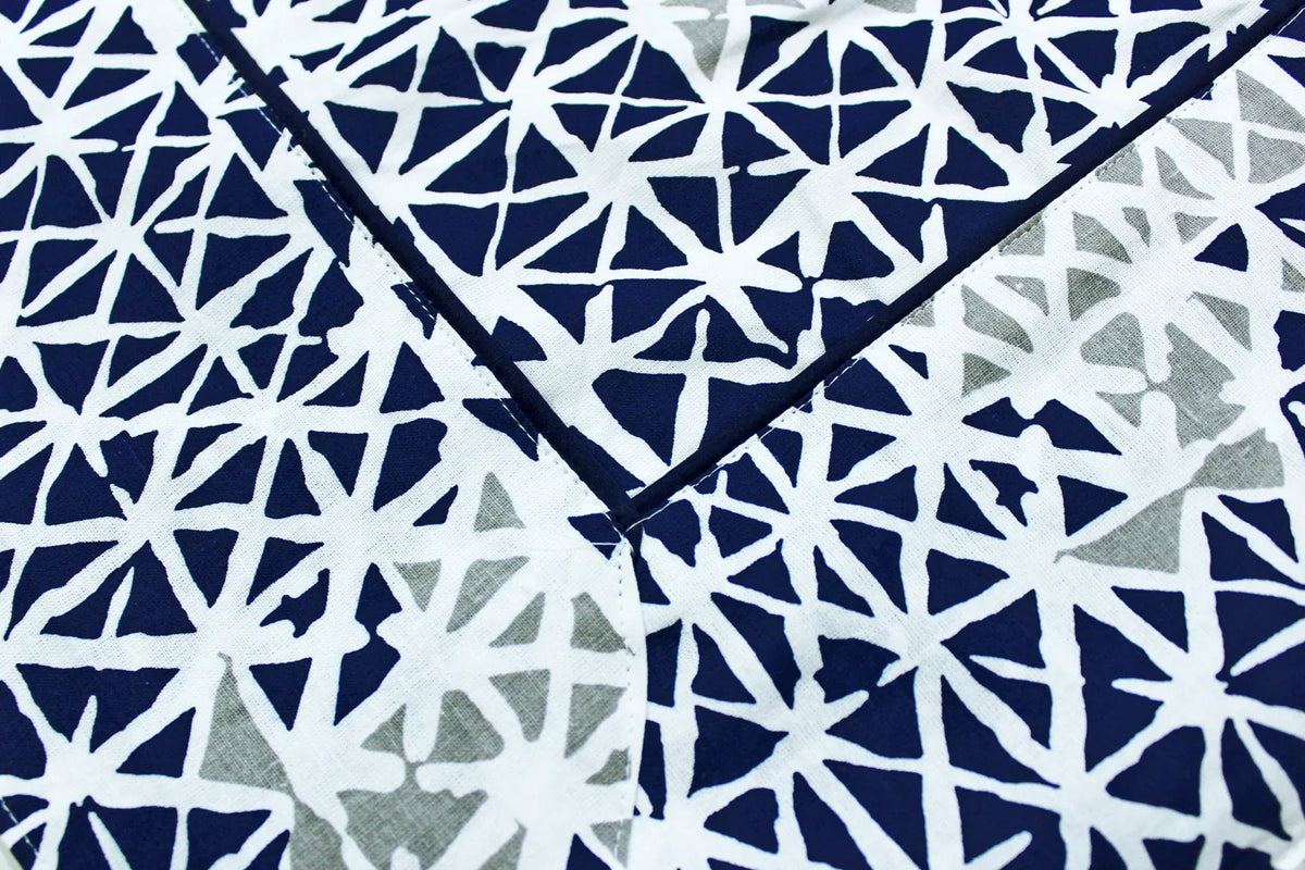 Yetoleyt Printed Cotton Damask Tablecloth - Navy Blue