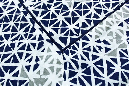 Yetoleyt Printed Cotton Damask Tablecloth - Navy Blue