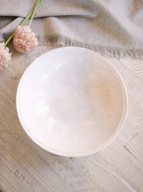 Yetoleyt Milla White Round Serving Bowl